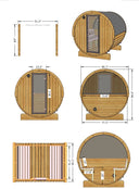 3 Person Barrel Sauna w/ Rear Window - E6W
