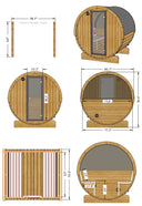 4 Person Barrel Sauna w/ Front Window - E7G