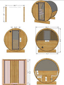 6 Person Barrel Sauna w/ Rear Window - E8W